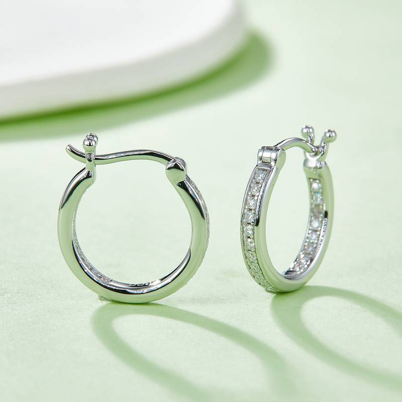 单排对半耳环S925银Moissanite厘石D级0.3ct